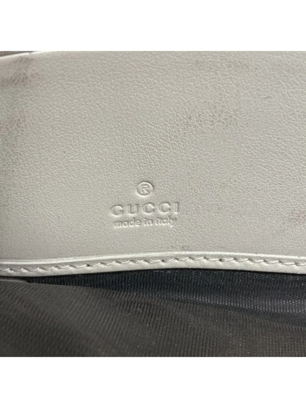 Gucci Wallet GG Embossed Leather Ivory Silver